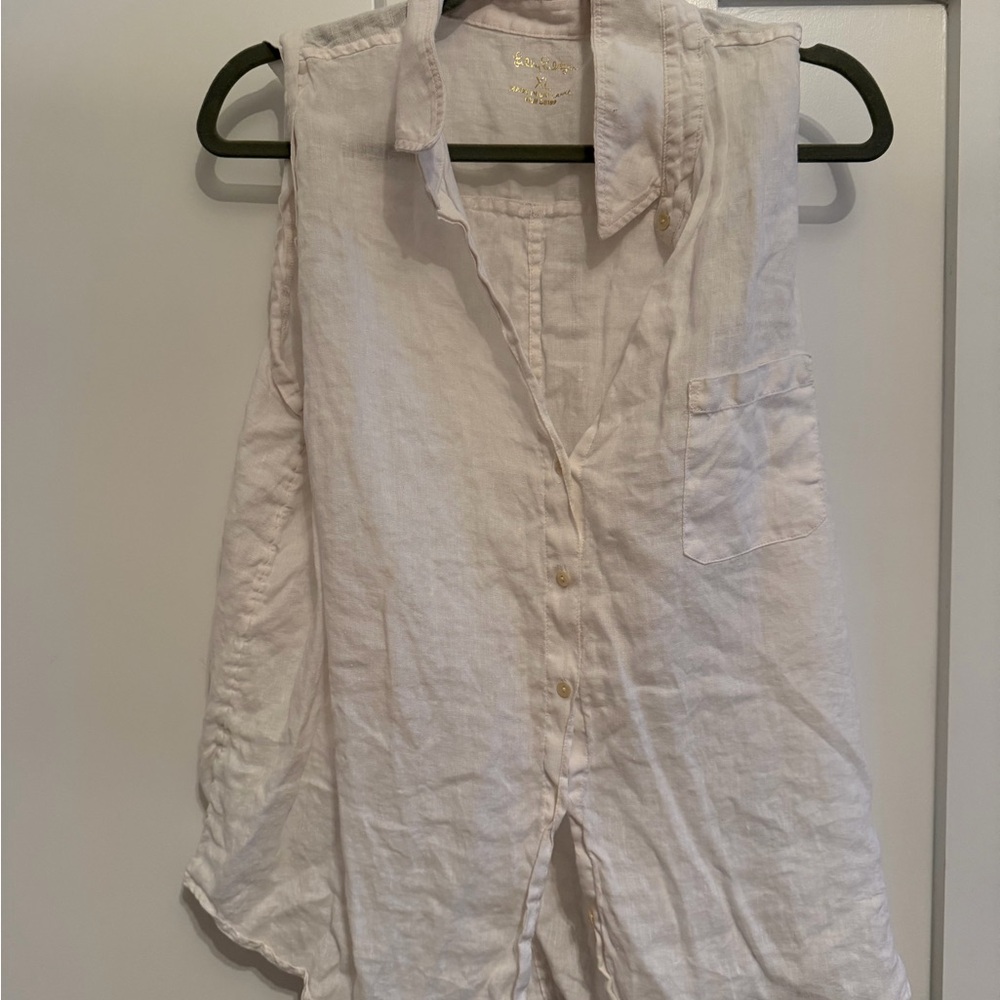Sleeveless White 100% Linen Lilly Pulitzer Top